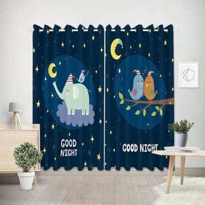 Olifanten & Vogels gordijnen kinderkamer "Good Night