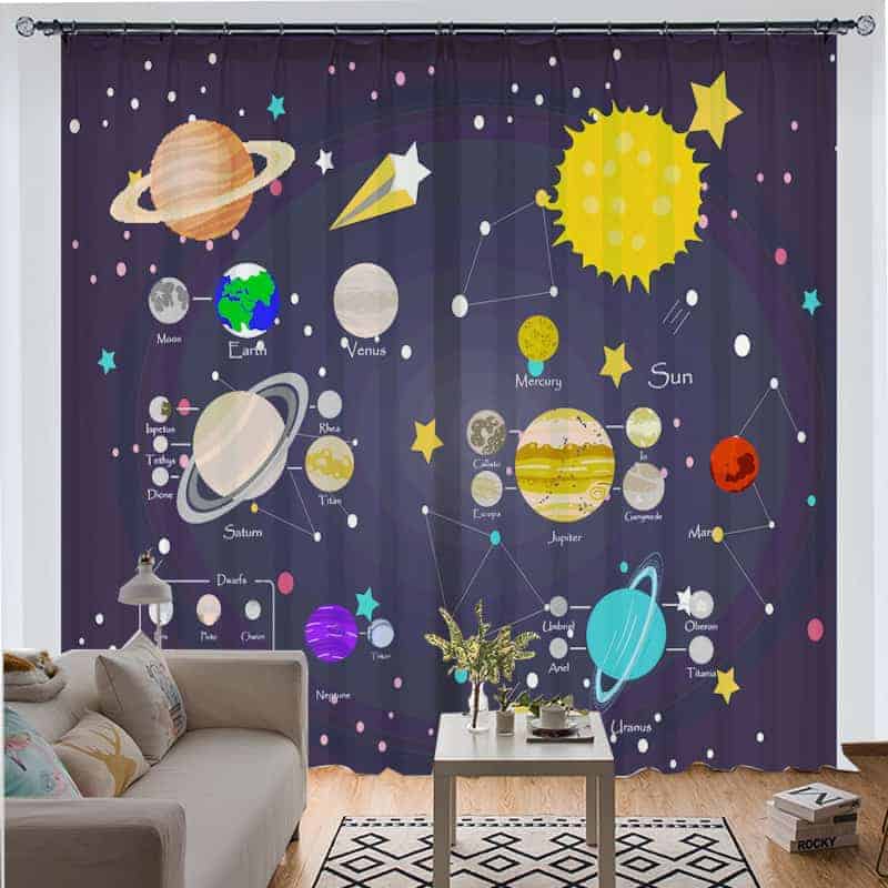 Ruimte Planeten gordijnen kinderkamer